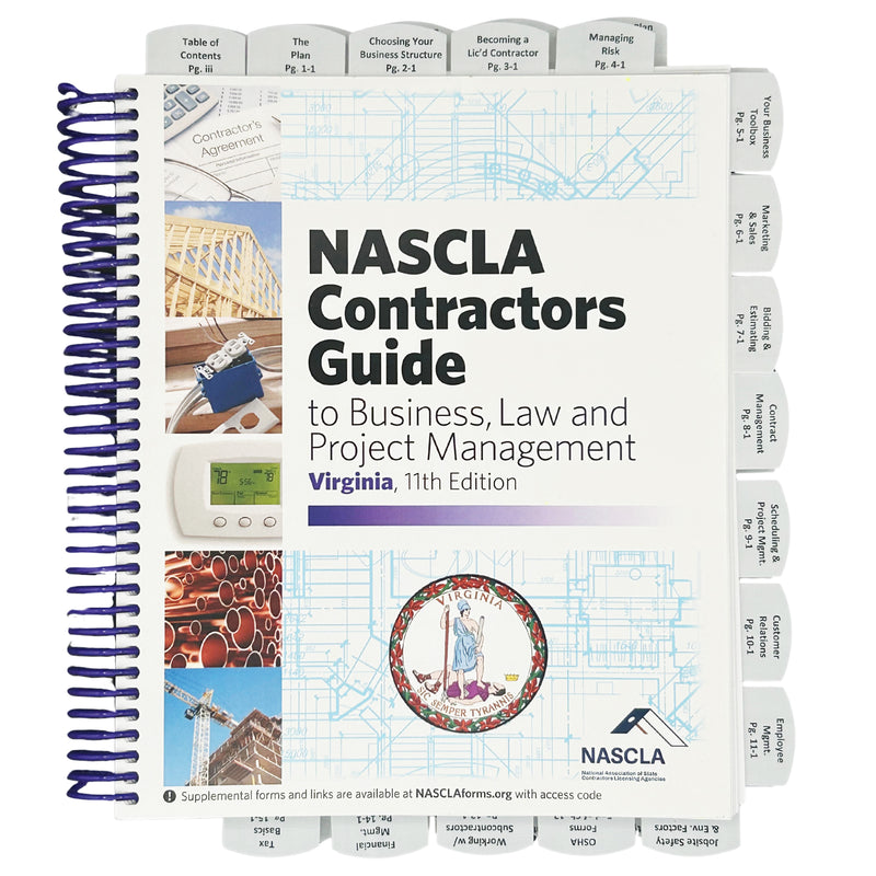 Guía de contratistas de Virginia Nascla para la gestión de negocios, derecho y proyectos, Virginia 10th Edition